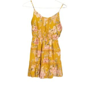 Blu Pepper Women’s Size Small Gold With Pink Floral Design Sleeveless Dress